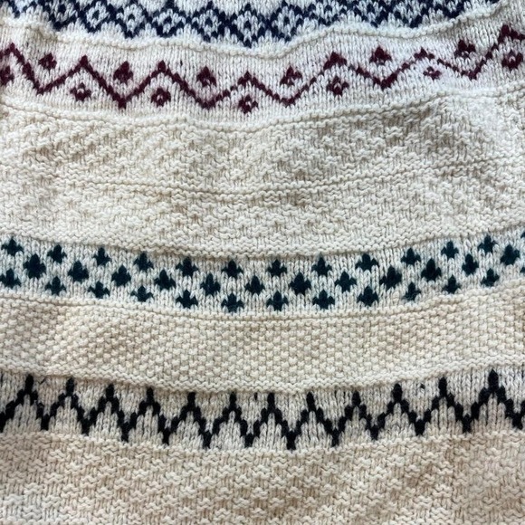 Vintage 90s 100% wool Cream and multi-coloured vintage knit sweater - Picture 2 of 6